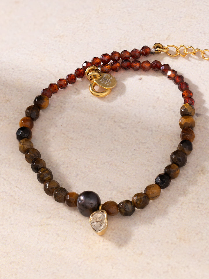 January Garnet & Diamond Mom Bracelet