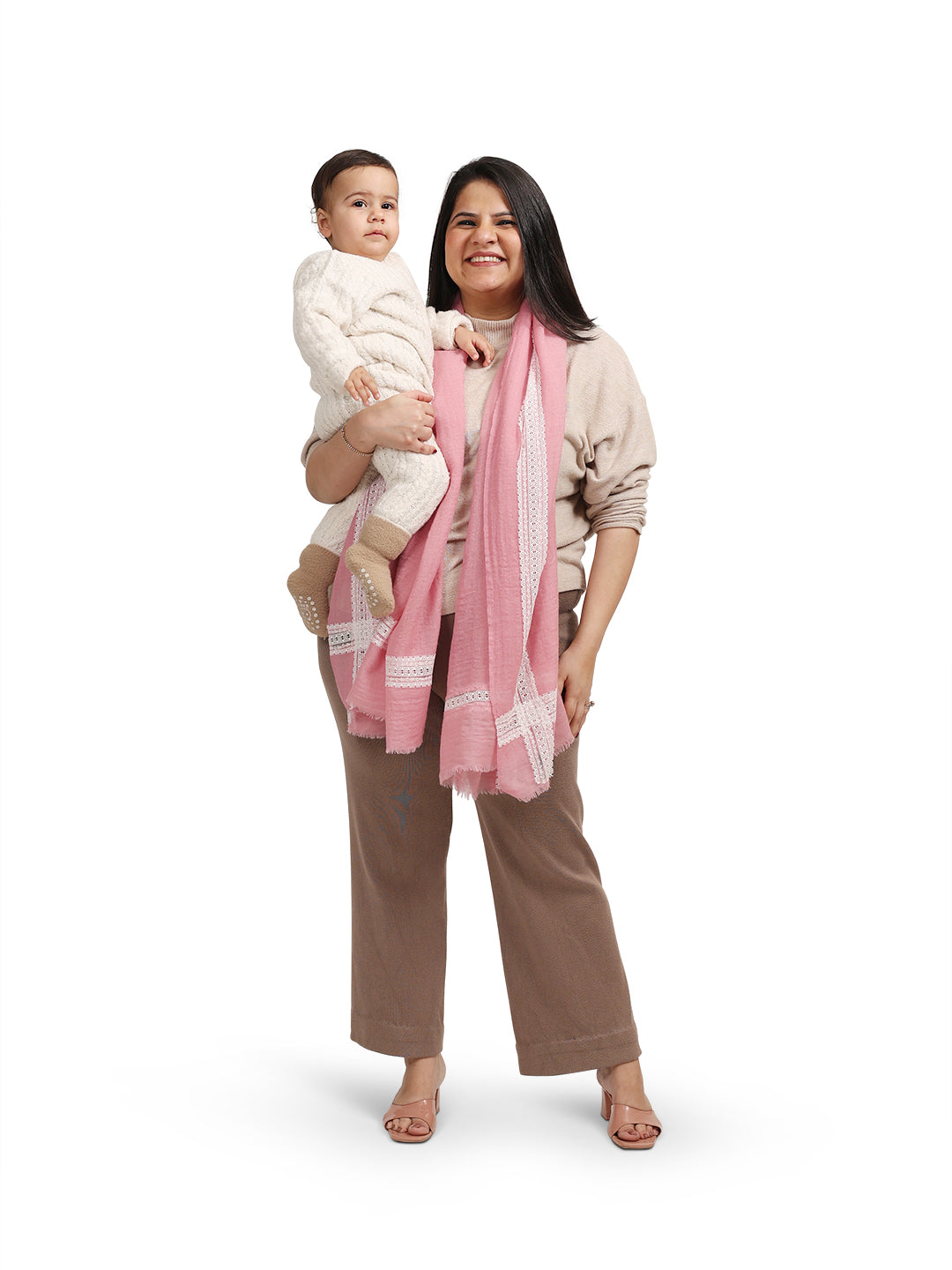 Lace Check Pink Feeding Wrap – Stylish Nursing Cover