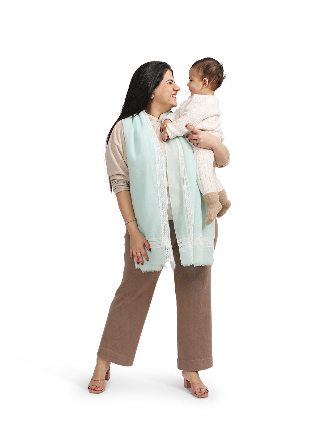 Lace Check Mint Feeding Wrap – Breathable Nursing Cover