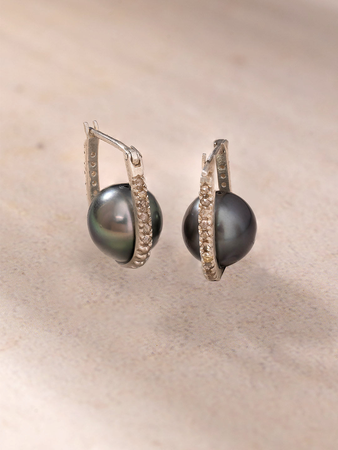 Tahitian Pearl & Diamond Earrings