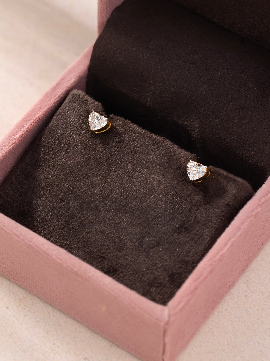 The Little Heart Studs| 1.02 CT Heart Solitaire Lab Grown Diamond Earrings in 9KT Gold