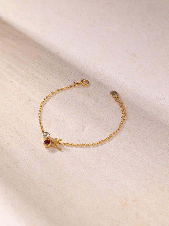 14KT Gold Baby Initial K Bracelet