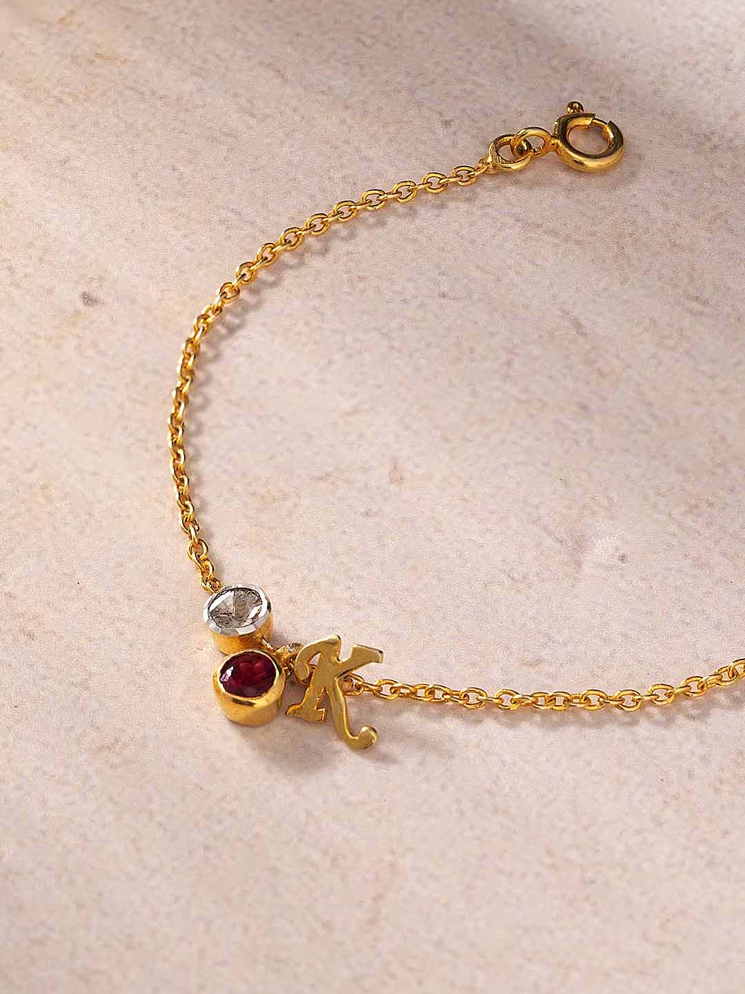 14KT Gold Baby Initial K Bracelet