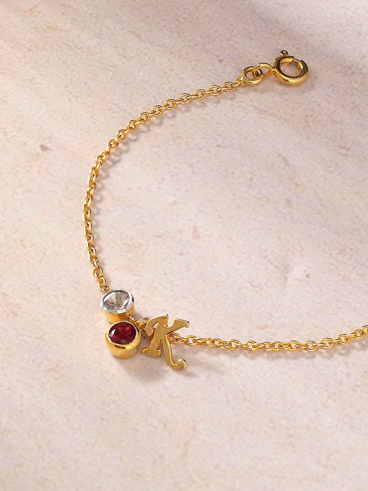 14KT Gold Baby Initial K Bracelet