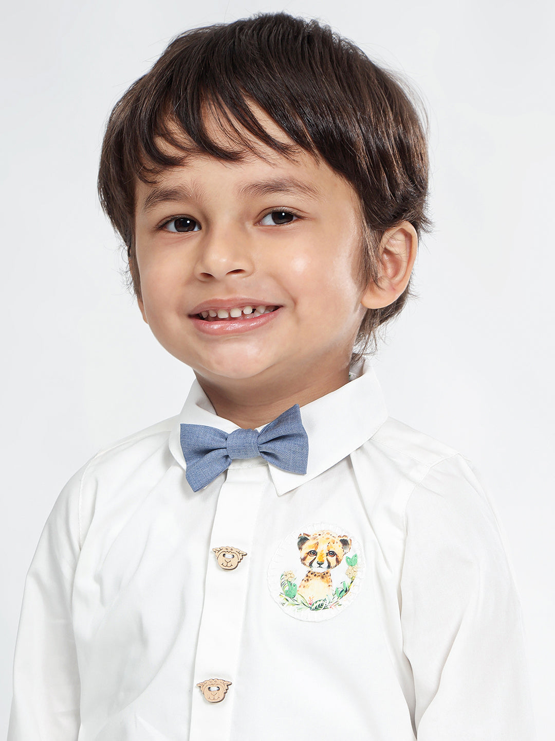 Boy's Cotton Bow Tie in Chambray Blue - Classic
