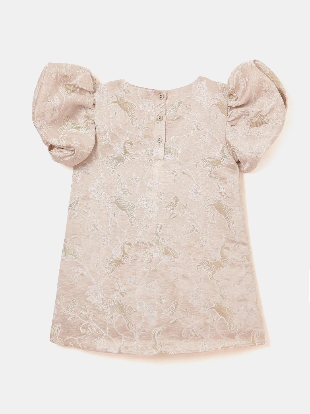 A-Line Brocade Dress in Powder Ivory - Whimsical Jungle