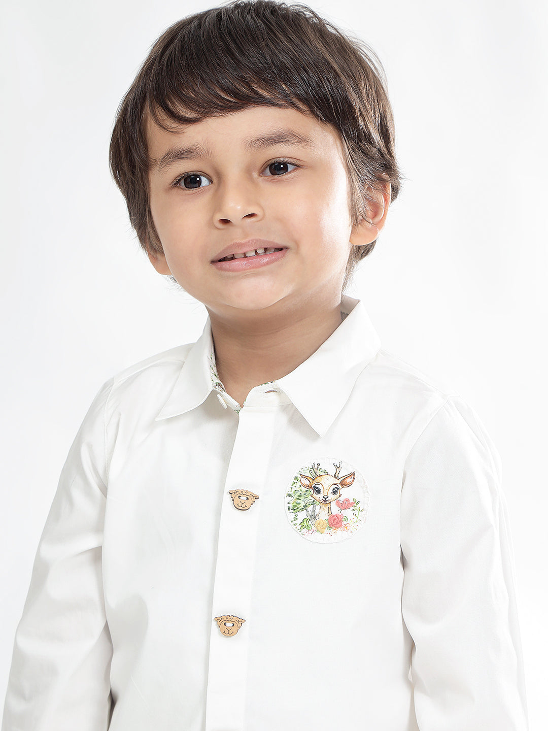 Boys Cotton Shirt in White - Bambi