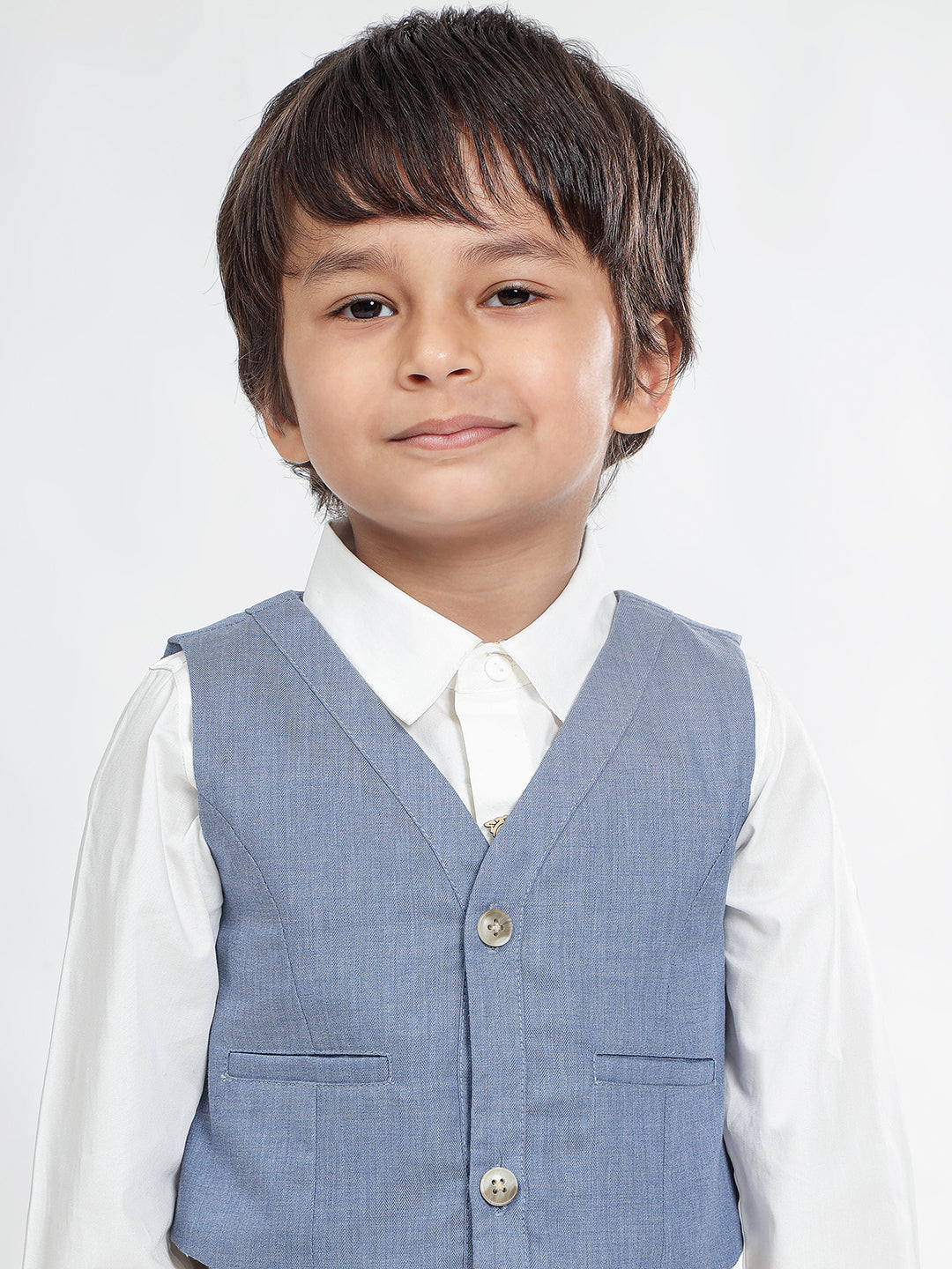 Boy's Formal Vest in Chambray Blue - Classic