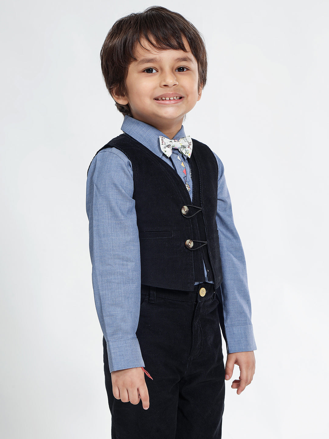 Boy's Formal Corduroy Vest in Black