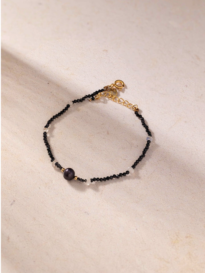 Sterling Silver Black Pearl - Evil Eye Mom Bracelet