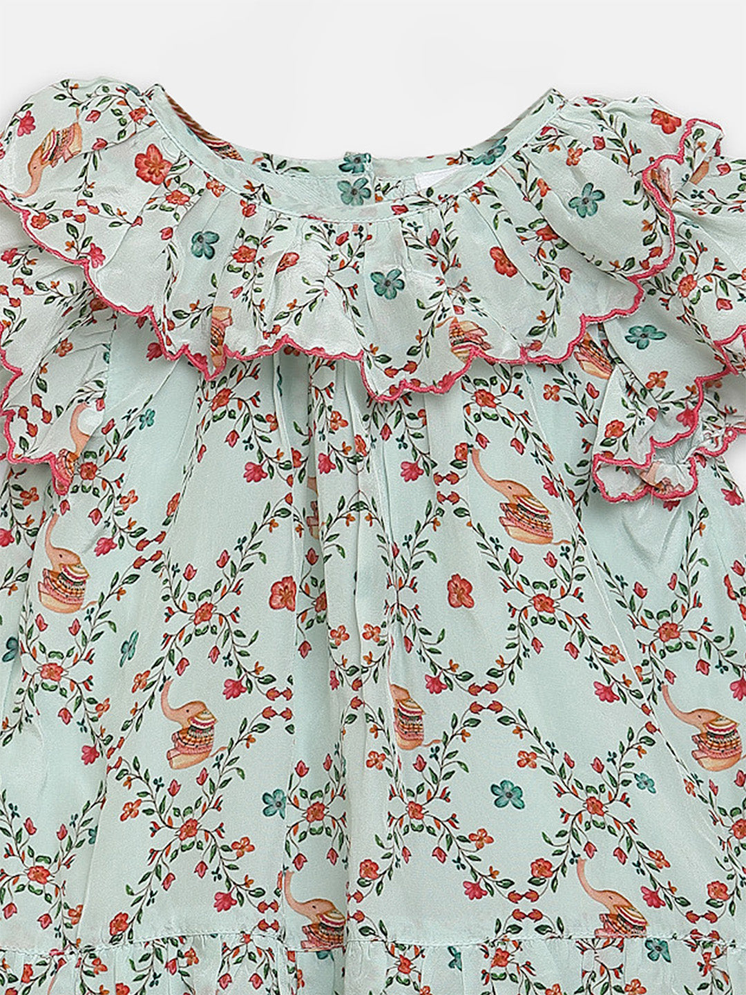 Cotton Silk Dress- Elephant Garden