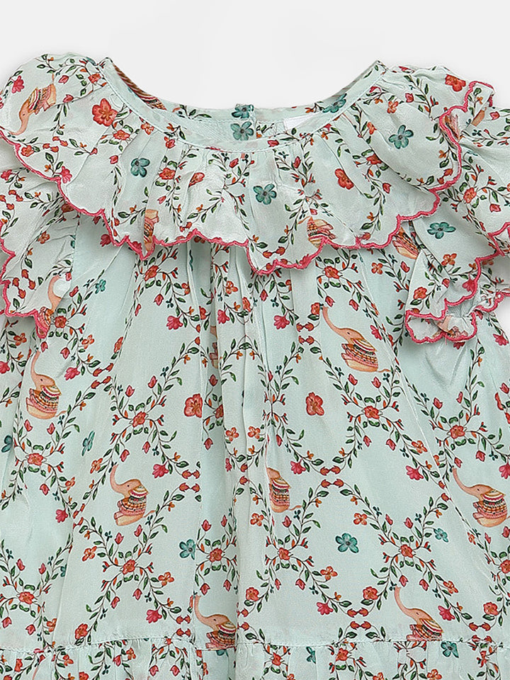 Cotton Silk Dress- Elephant Garden