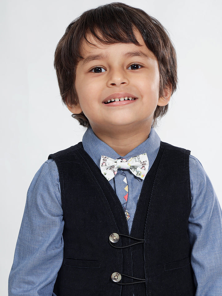 Boy's Formal Corduroy Vest in Black