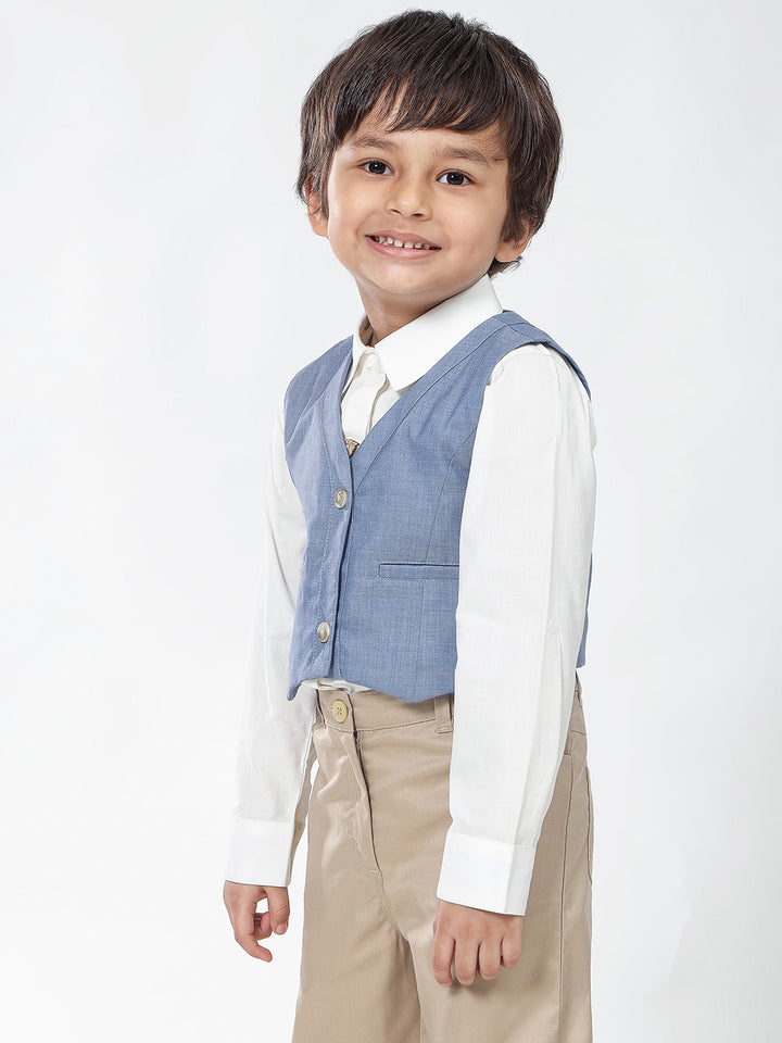 Boy's Formal Vest in Chambray Blue - Classic