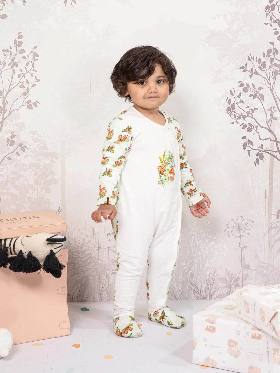Soft Cotton Baby Onesie Squirrel Print