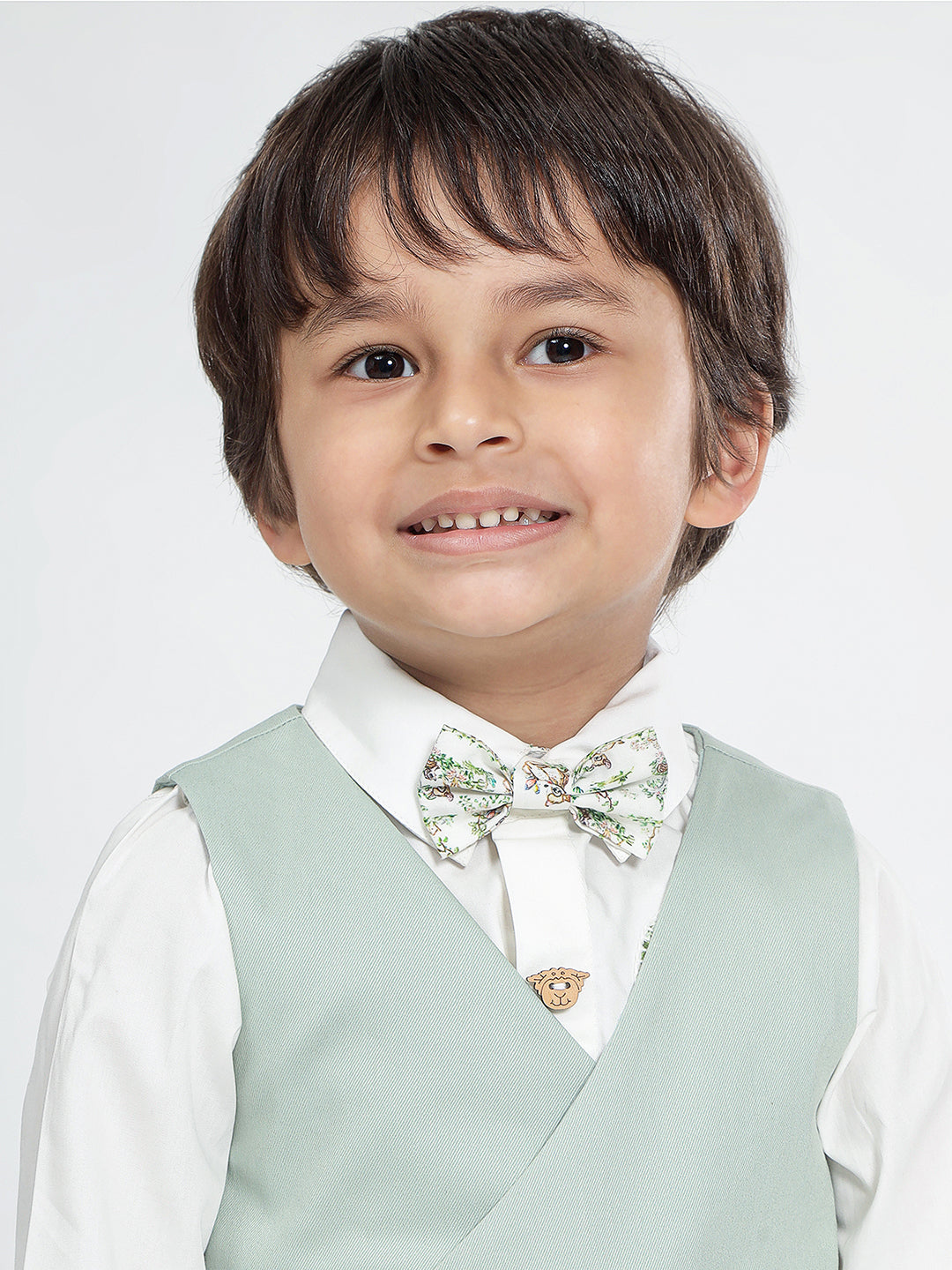 Boy's Cotton Printed Bow Tie in White - Bambi