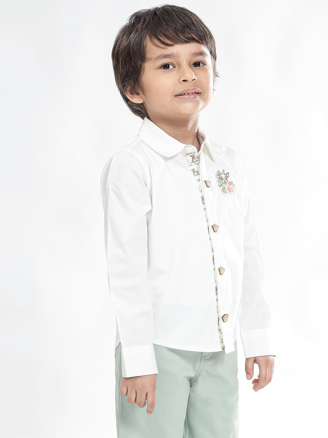 Boys Cotton Shirt in White - Bambi