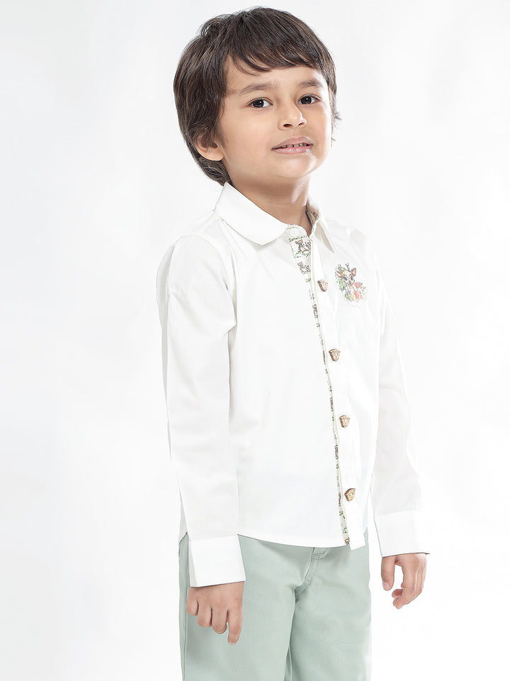Boys Cotton Shirt in White - Bambi