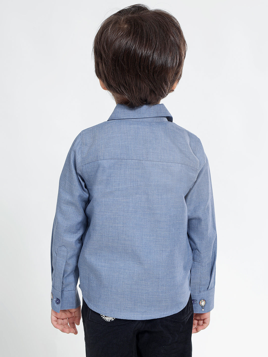 Boys Cotton Shirt in Chambray Blue - Classic