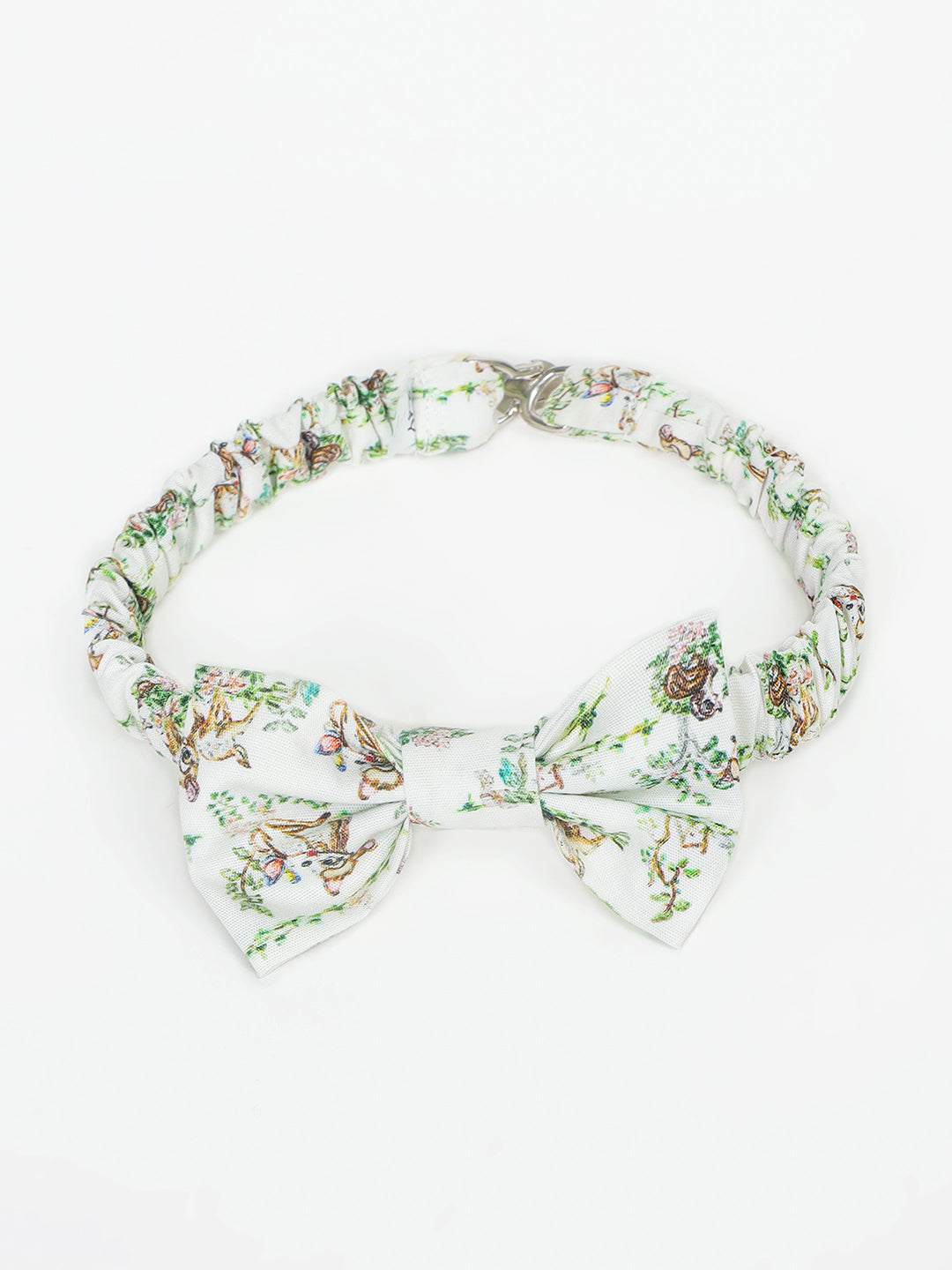 Boy's Cotton Printed Bow Tie in White - Bambi