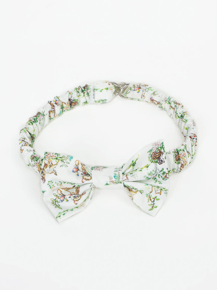Boy's Cotton Printed Bow Tie in White - Bambi