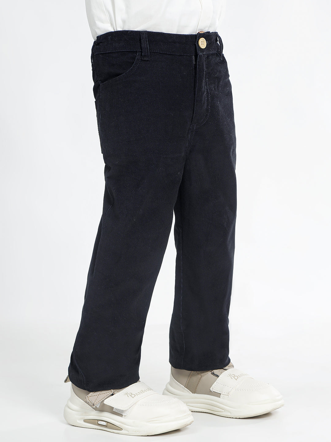 Boy's Cotton Corduroy Trousers in Black - Zazzy Zebra