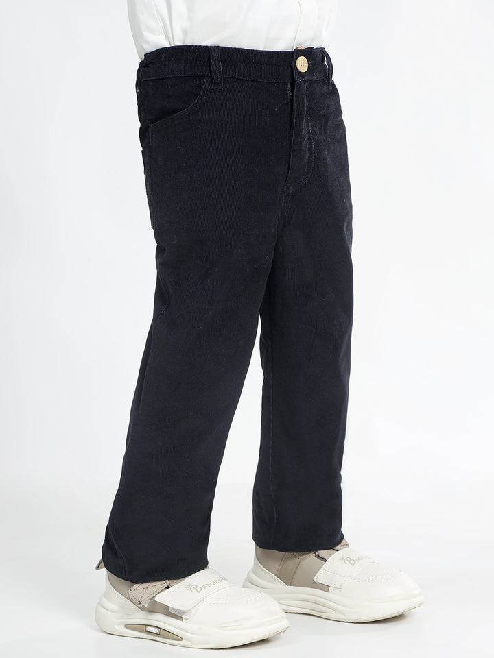 Boy's Cotton Corduroy Trousers in Black - Zazzy Zebra