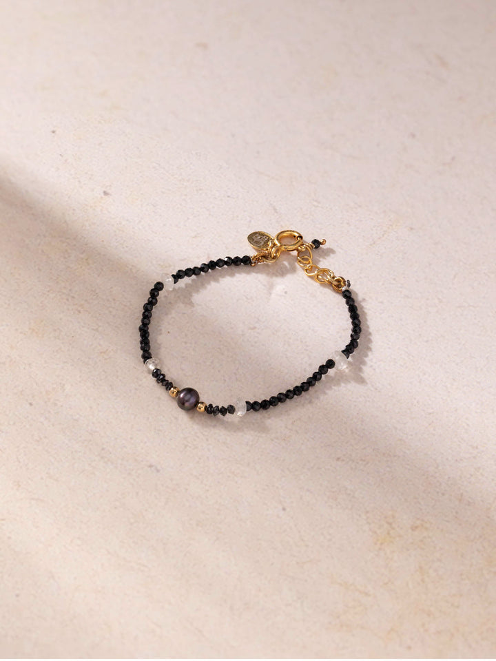 Sterling Silver Black Pearl - Evil Eye Baby  Bracelet