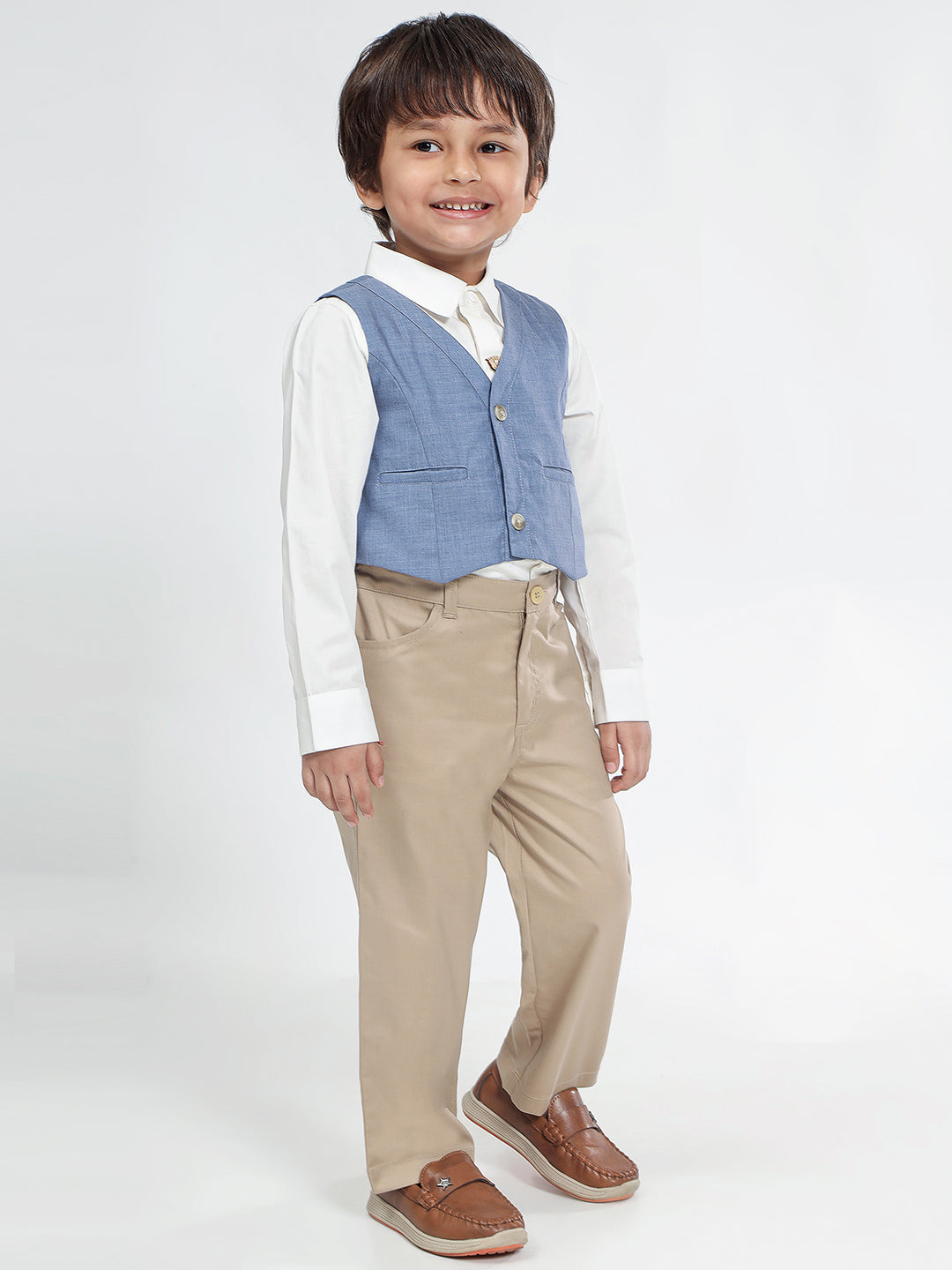 Boy's Formal Vest in Chambray Blue - Classic