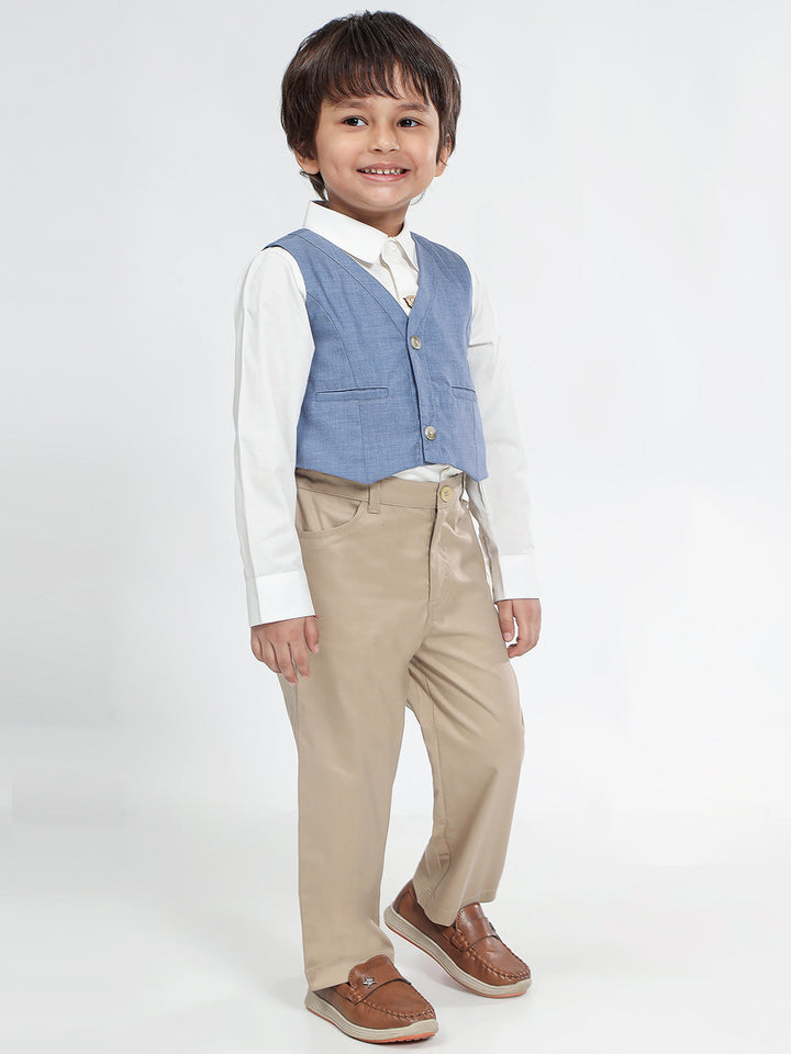 Boy's Formal Vest in Chambray Blue - Classic