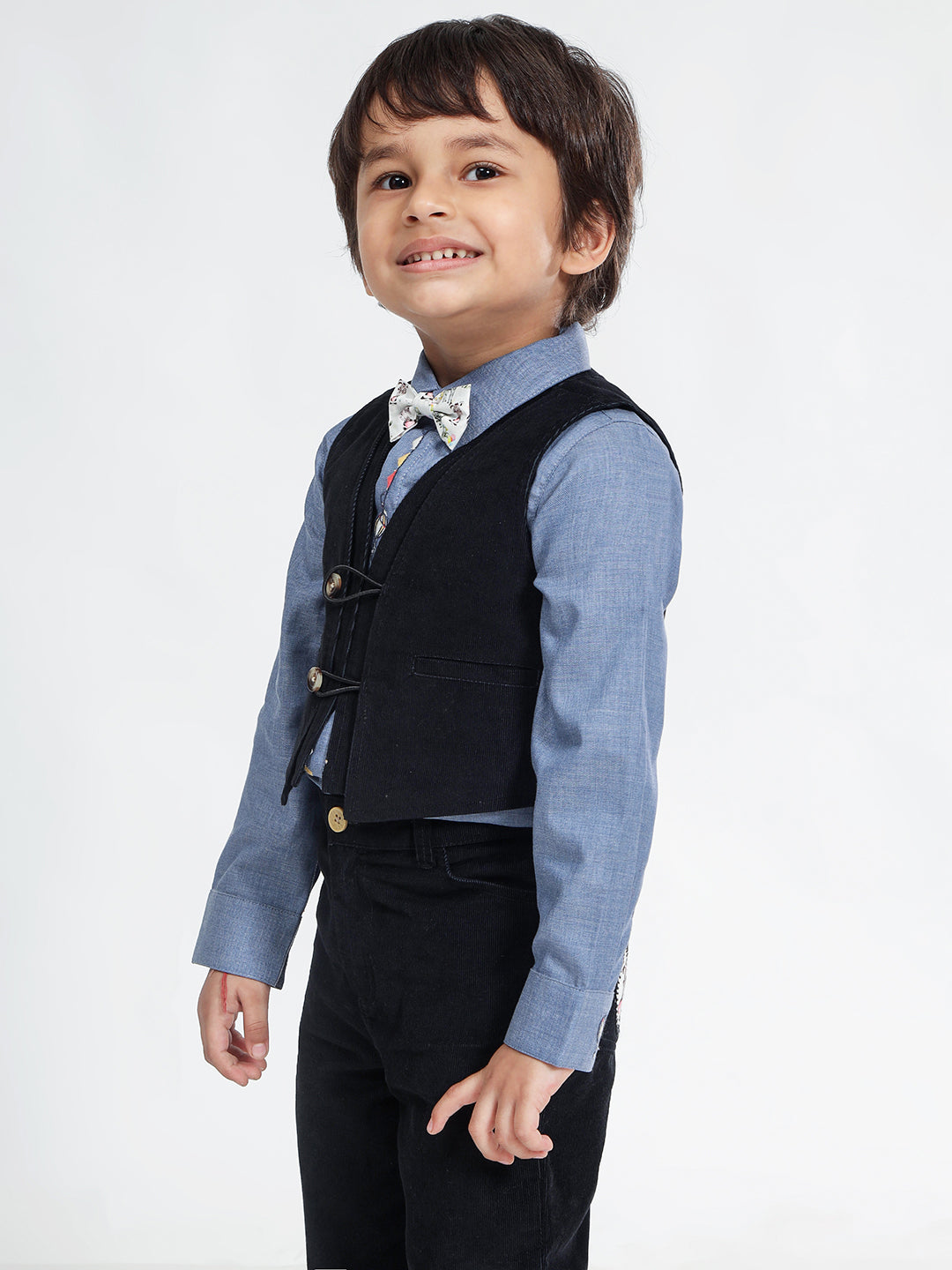 Boy's Formal Corduroy Vest in Black