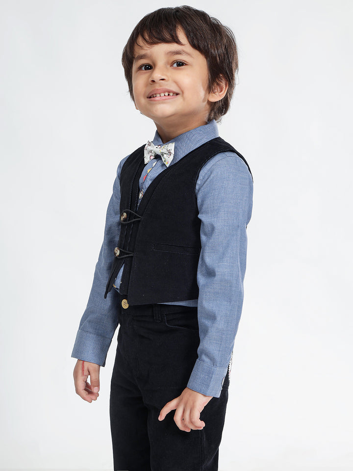 Boy's Formal Corduroy Vest in Black