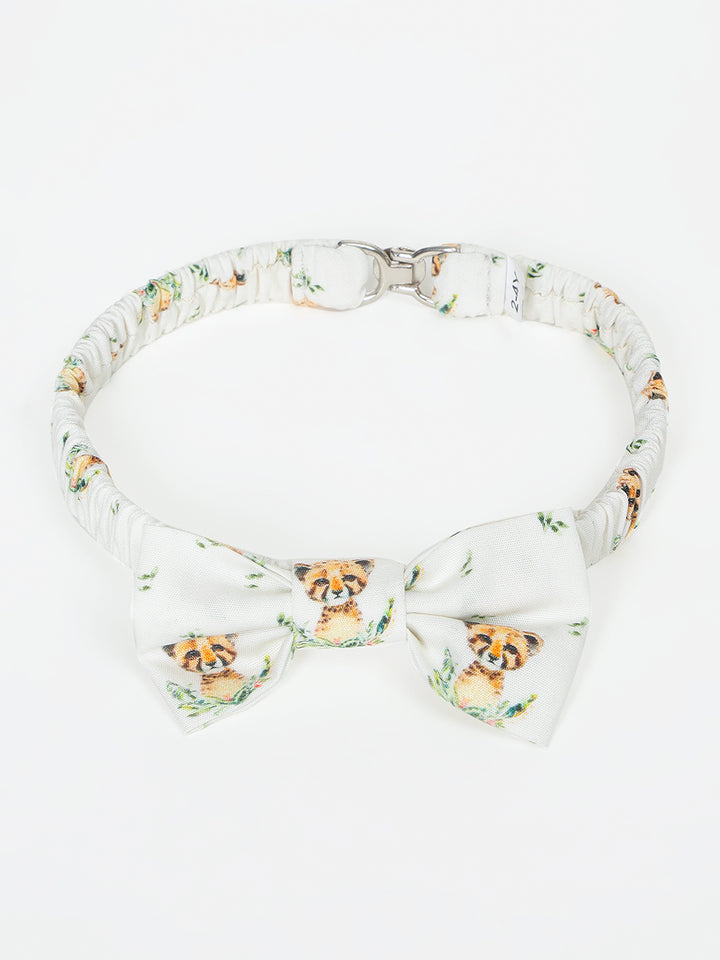 Boy's Cotton Printed Bow Tie in Off-White - Little Leo