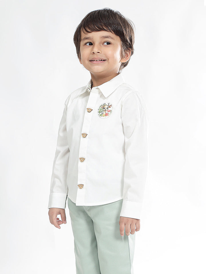 Boys Cotton Shirt in White - Bambi
