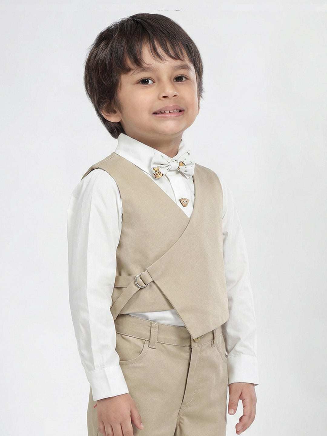 Boy's Formal Vest in Khaki - Little Leo