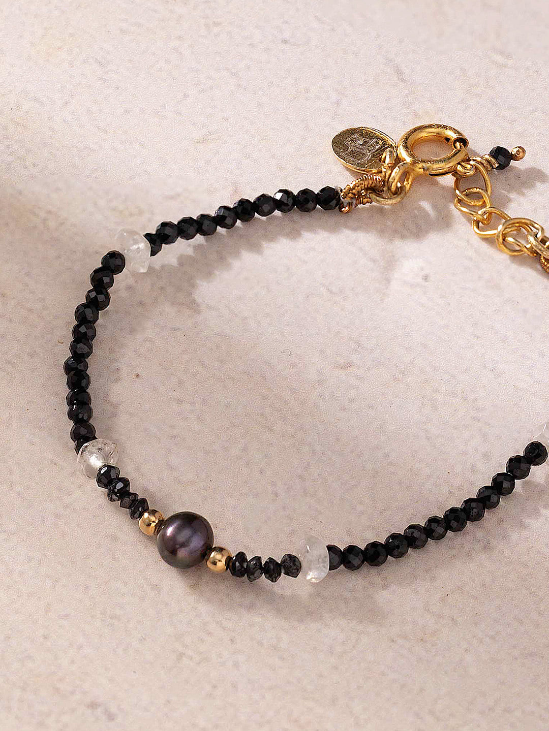 Sterling Silver Black Pearl - Evil Eye Baby  Bracelet
