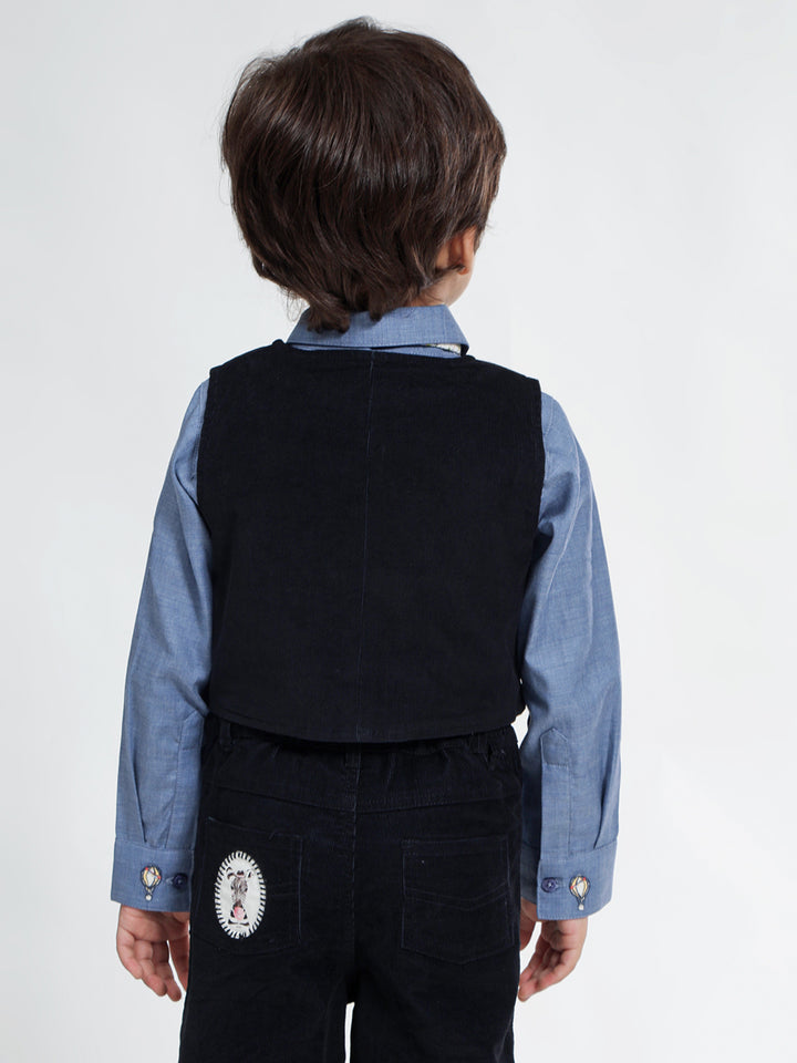 Boy's Formal Corduroy Vest in Black