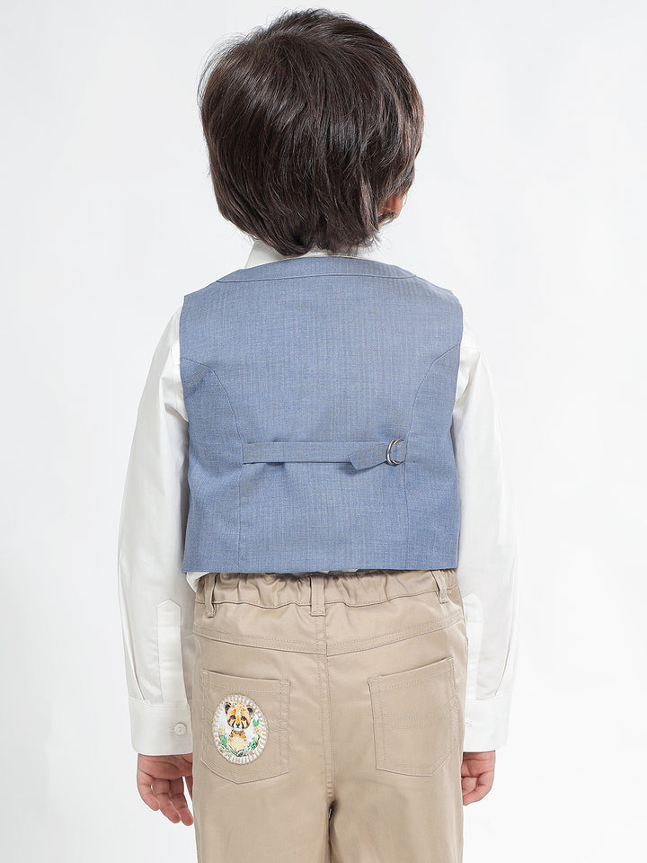 Boy's Formal Vest in Chambray Blue - Classic