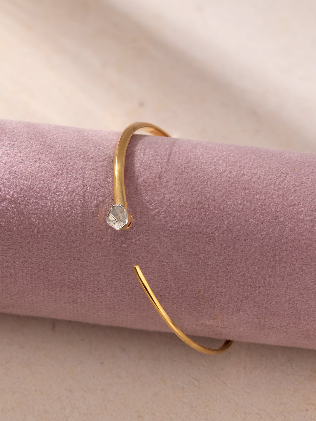 Minimal Polki Diamond Open Bangle - Push Present