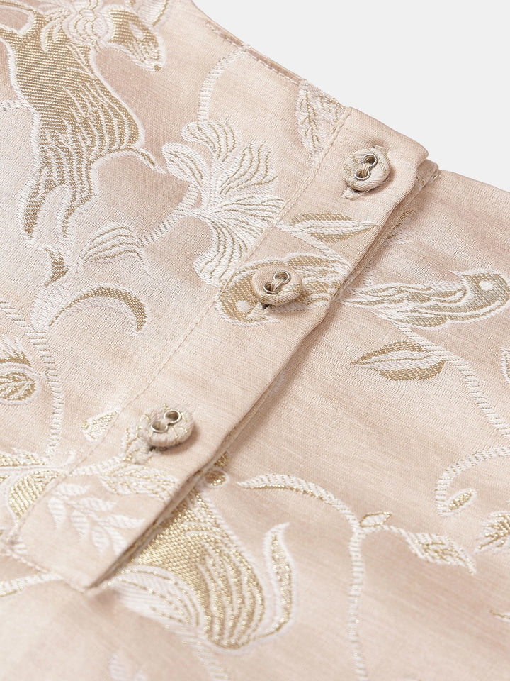 A-Line Brocade Dress in Powder Ivory - Whimsical Jungle