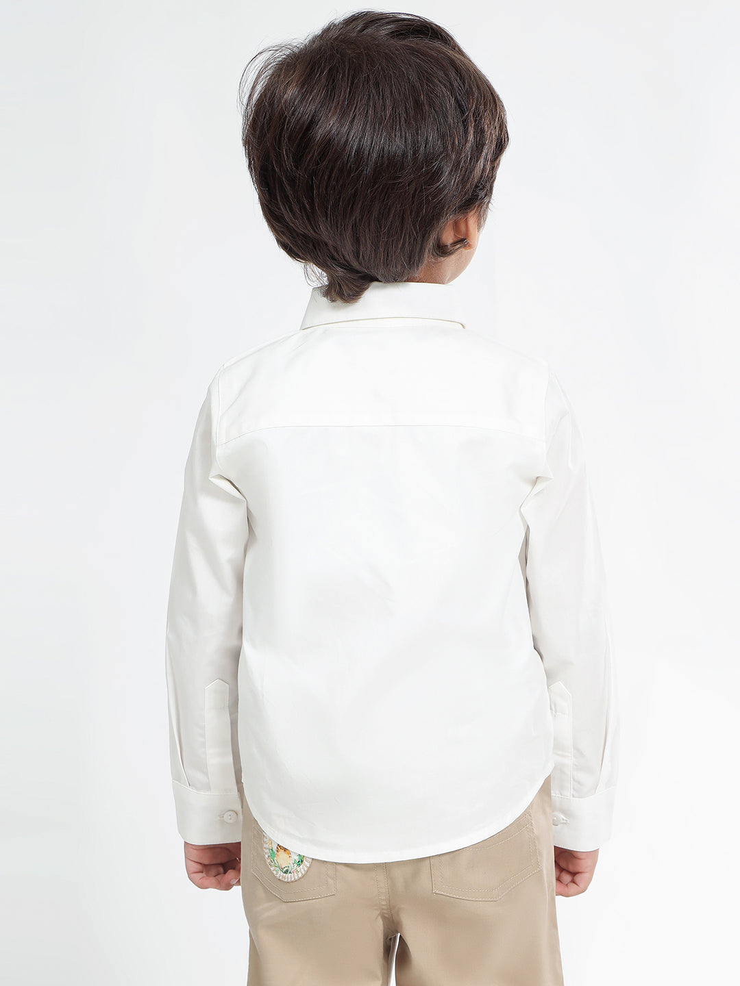 Boys Cotton Shirt in Off-White - Little Leo