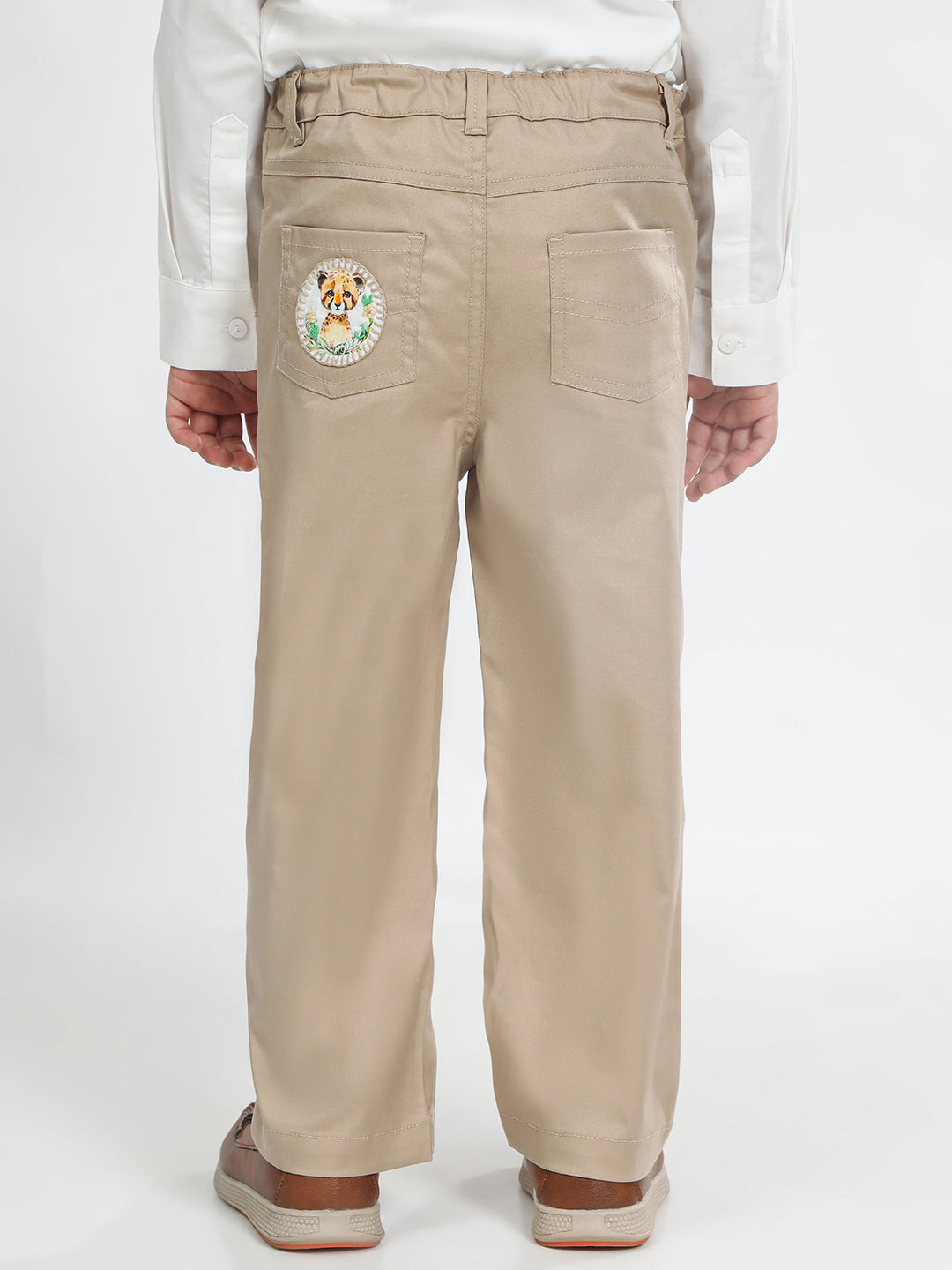 Boy's Cotton Trousers in Khaki - Little Leo
