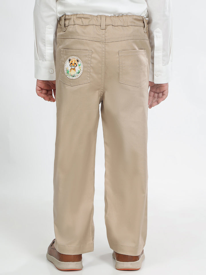 Boy's Cotton Trousers in Khaki - Little Leo