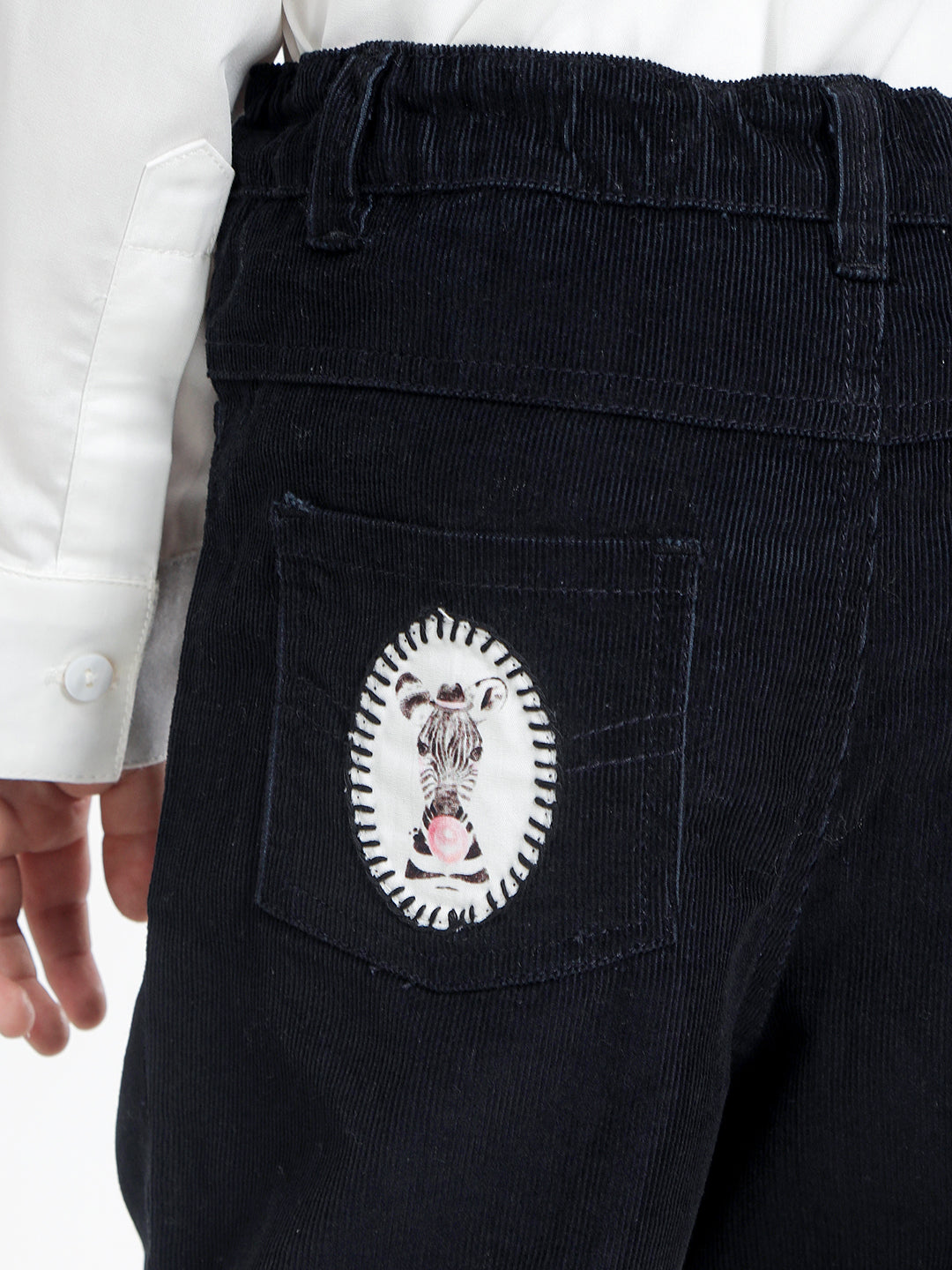 Boy's Cotton Corduroy Trousers in Black - Zazzy Zebra