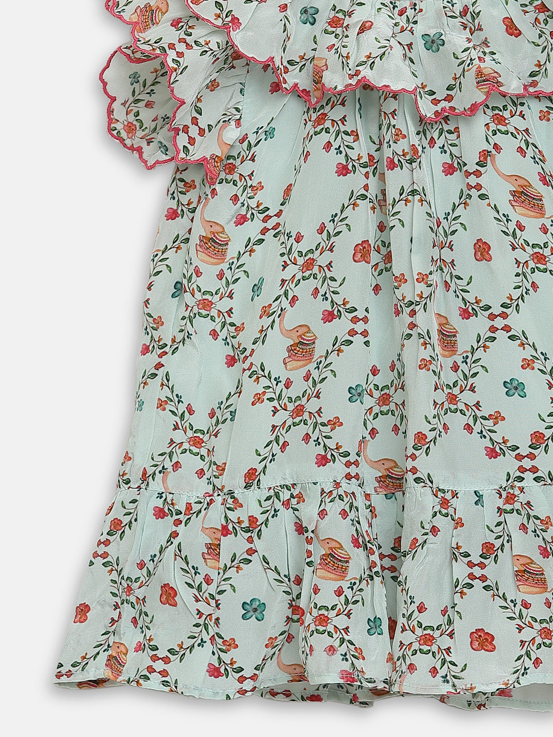 Cotton Silk Dress- Elephant Garden