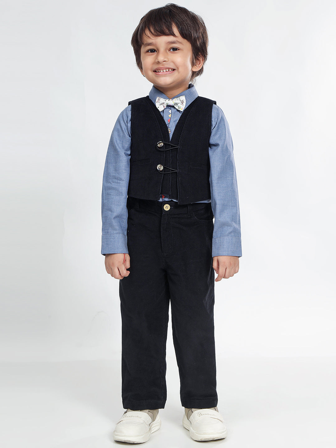 Boy's Formal Corduroy Vest in Black