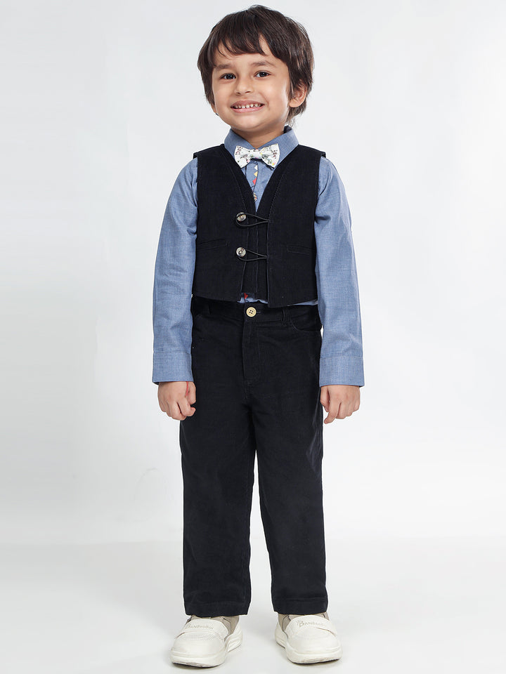 Boy's Formal Corduroy Vest in Black