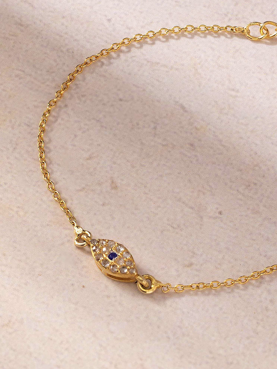 Sterling silver and Diamond Evil Eye Bracelet - Mom Bracelet