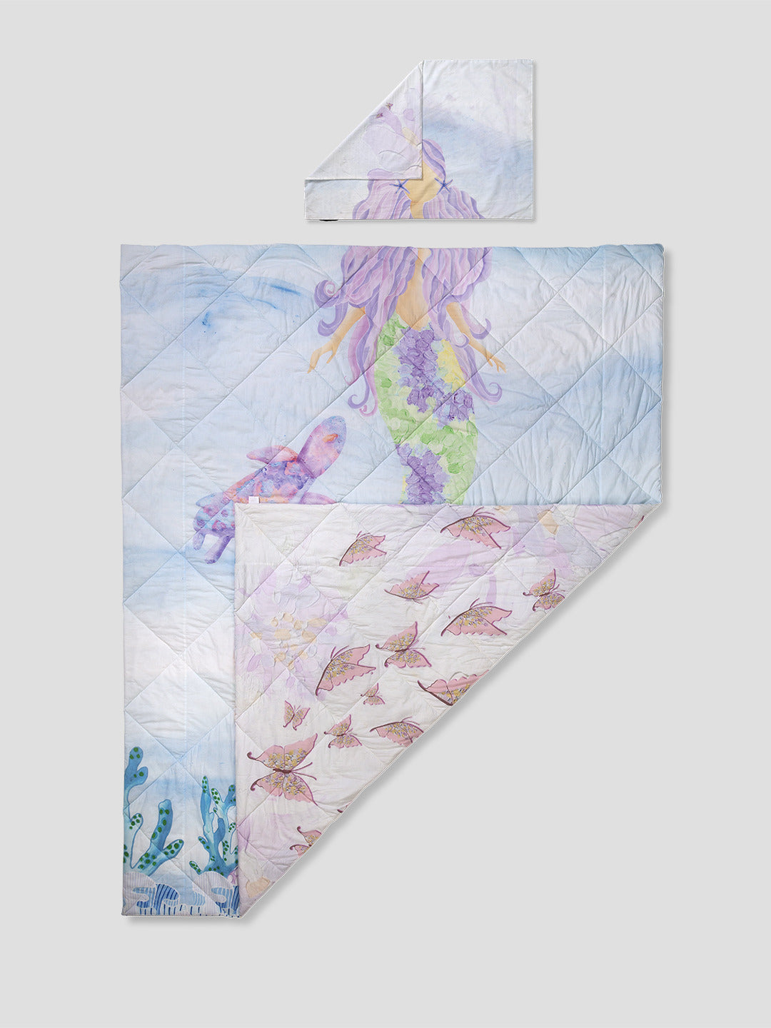 Kids Queen Size Comforter (3+ Years) – Ballerina & Mermaid Reversible Bedding