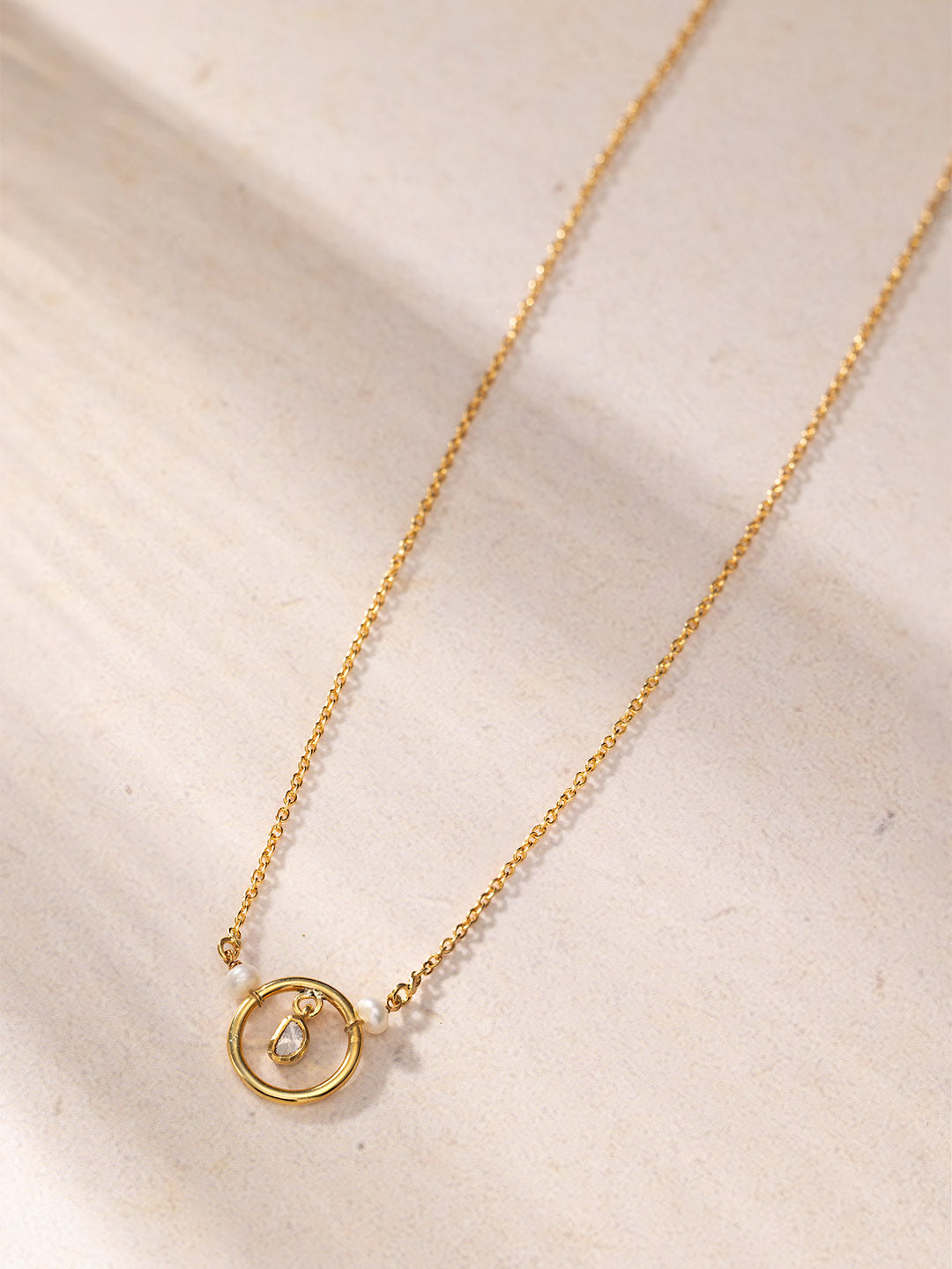 Polki Pearl Necklace for Baby Girls | Circle of Love Pendant